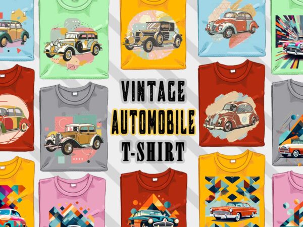 Retro vintage automobile t-shirt design bundle with 20 png designs – download instantly vintage car t-shirt design illustration