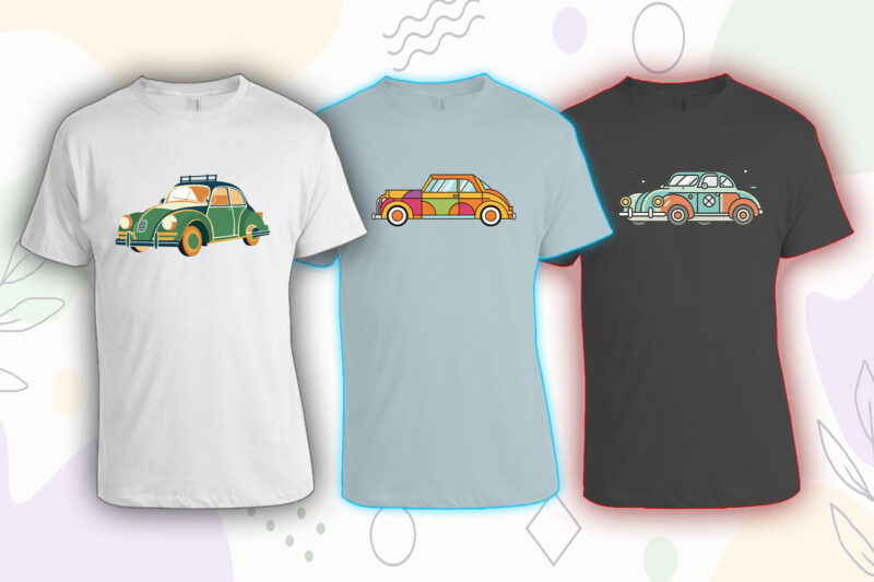 Retro Vintage Automobile t-shirt design bundle with 20 png designs – download instantly vintage car T-shirt Design Illustration