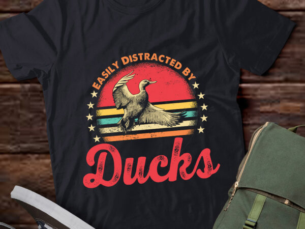 Vintge retro easily distracted by ducks funny duck lover lts-d t shirt vector art