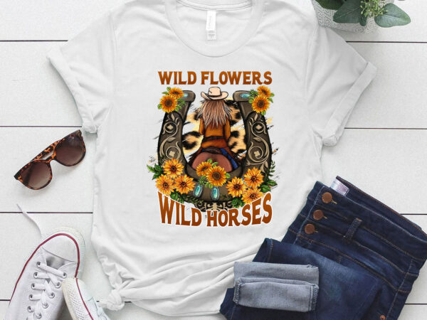 Wild flowers wild horses country girl western vintage gift lts-d t shirt design for sale