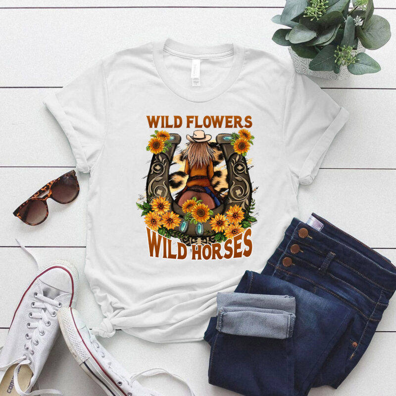 Wild Flowers Wild Horses Country Girl Western Vintage Gift lts-d