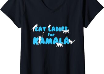 Womens Cat Ladies for Kamala V-Neck T-Shirt (2)