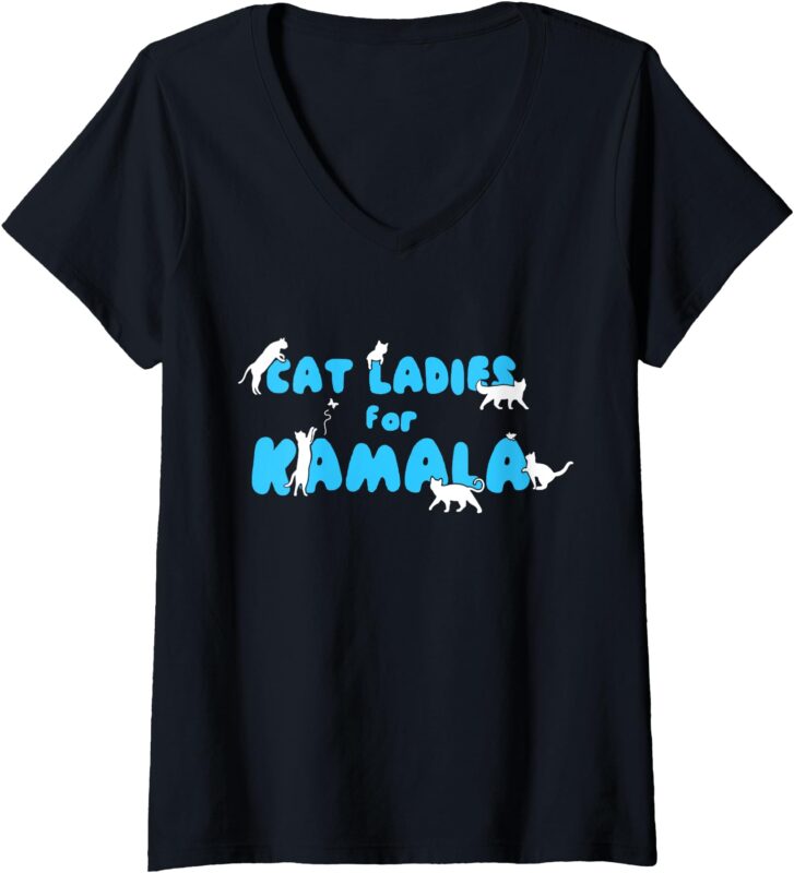 Womens Cat Ladies for Kamala V-Neck T-Shirt (2)