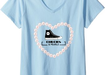 Womens Chucks and Pearls 2024 V-Neck T-Shirt