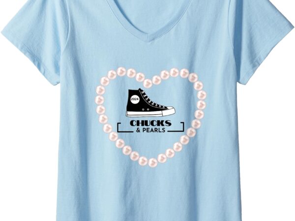 Womens chucks and pearls 2024 v-neck t-shirt