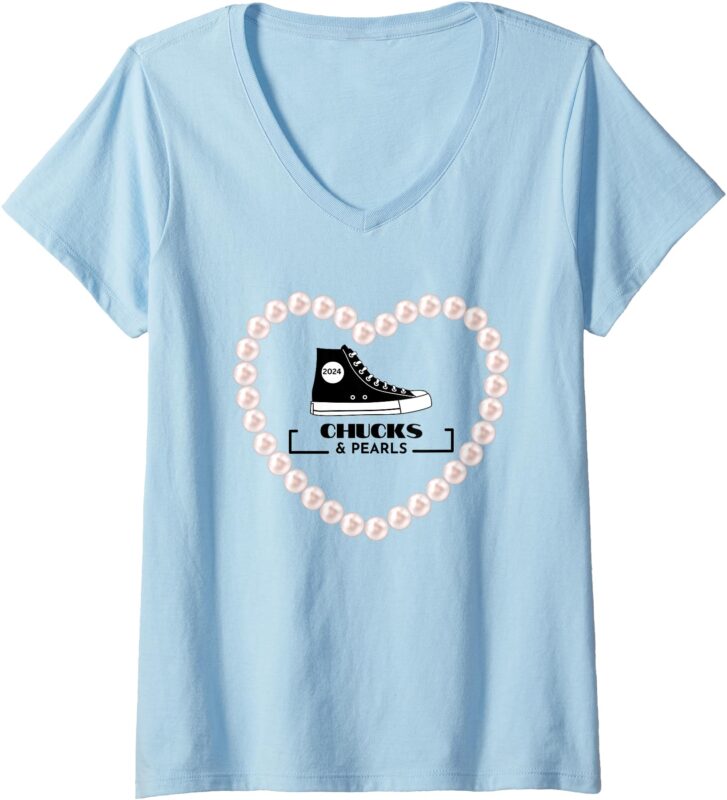 Womens Chucks and Pearls 2024 V-Neck T-Shirt