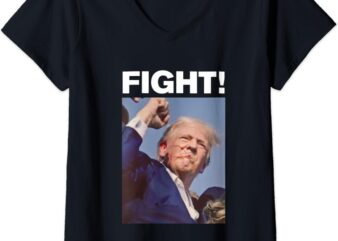 Womens Fight! Trump Shot, Trump Rally V-Neck T-Shirt