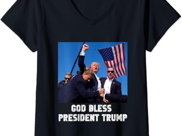 Womens god bless president trump, donald trump 2024 v-neck t-shirt