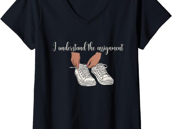 Womens i understand the assignment v-neck t-shirt (2)