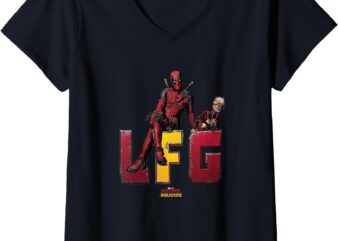 Womens Marvel Deadpool & Wolverine LFG Deadpool & Dogpool Logo V-Neck T-Shirt