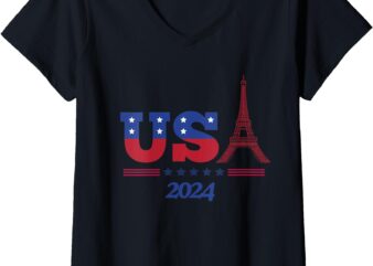 Womens Team USA 2024 _ Paris Sport Games V-Neck T-Shirt