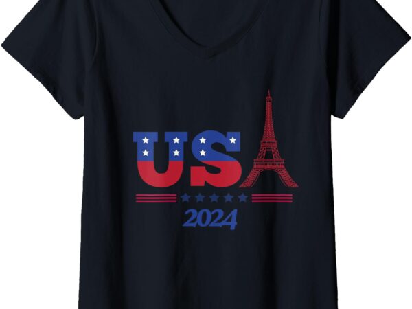 Womens team usa 2024 _ paris sport games v-neck t-shirt