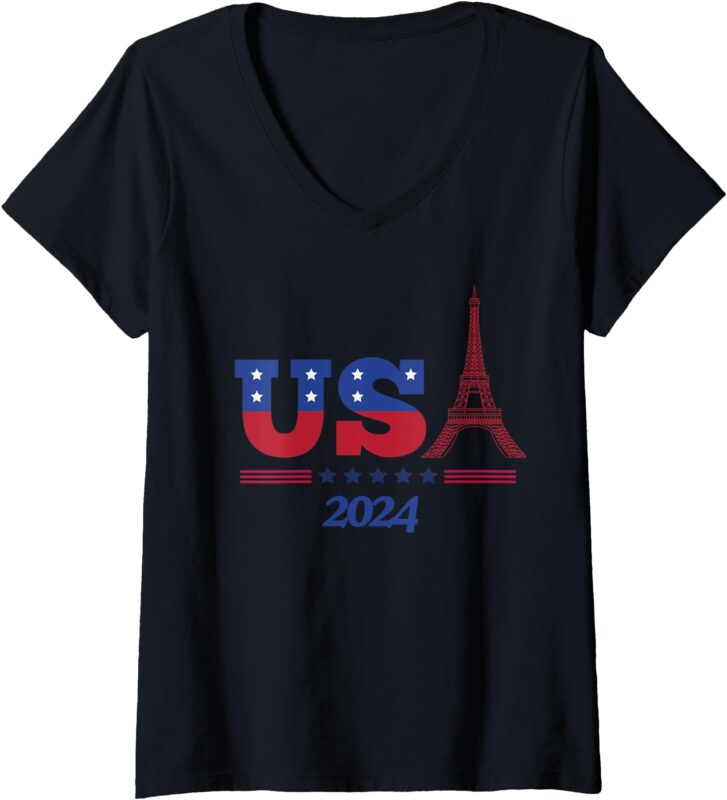 Womens Team USA 2024 _ Paris Sport Games V-Neck T-Shirt