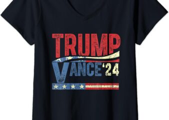 Womens Trump Vance 2024 Donald Trump 24 Vance For President 2024 V-Neck T-Shirt