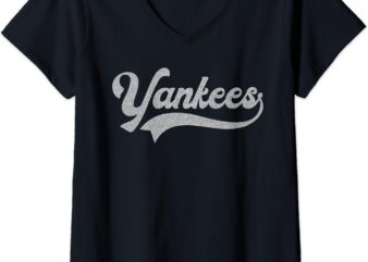 Womens Yankees Name Vintage Retro Men Women Boy Girl V-Neck T-Shirt
