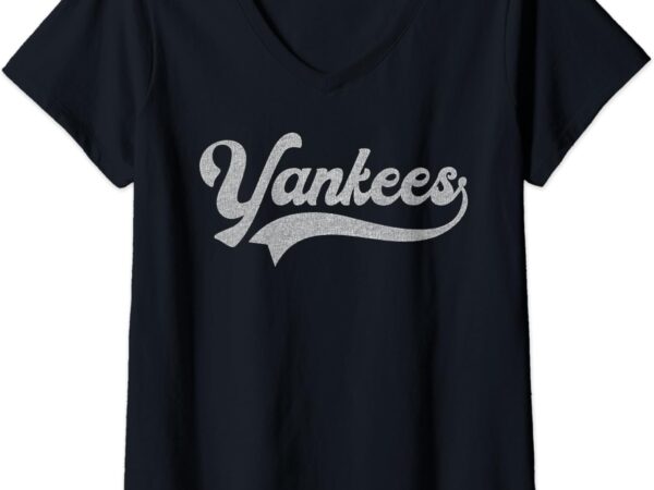 Womens yankees name vintage retro men women boy girl v-neck t-shirt