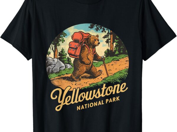 Yellowstone national park tee for kids bear vintage hike t-shirt