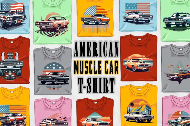 Trendy American Muscle Car t-shirt design Mega bundle with 100 png designs – download instantly American Muscle Car T-shirt