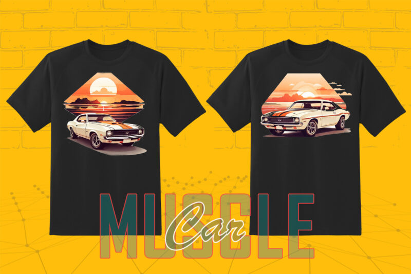 Trendy American Muscle Car t-shirt design Mega bundle with 100 png designs – download instantly American Muscle Car T-shirt