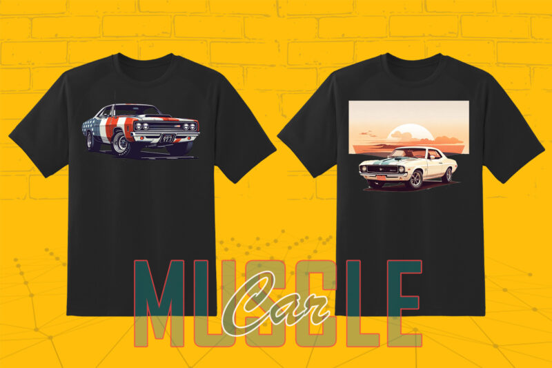 Trendy American Muscle Car t-shirt design Mega bundle with 100 png designs – download instantly American Muscle Car T-shirt