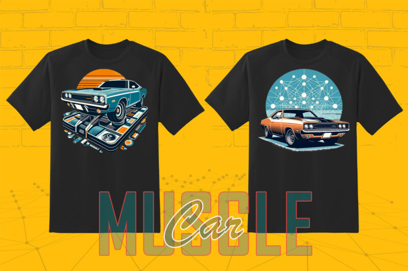 Trendy American Muscle Car t-shirt design Mega bundle with 100 png designs – download instantly American Muscle Car T-shirt