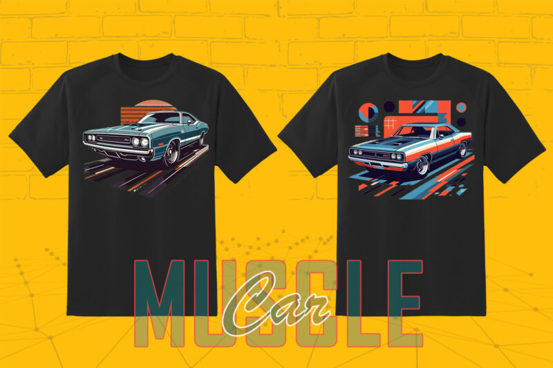 Trendy American Muscle Car t-shirt design Mega bundle with 100 png designs – download instantly American Muscle Car T-shirt