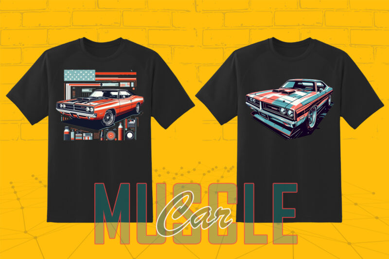 Trendy American Muscle Car t-shirt design Mega bundle with 100 png designs – download instantly American Muscle Car T-shirt