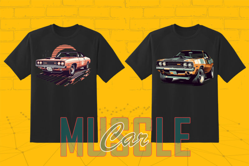 Trendy American Muscle Car t-shirt design Mega bundle with 100 png designs – download instantly American Muscle Car T-shirt