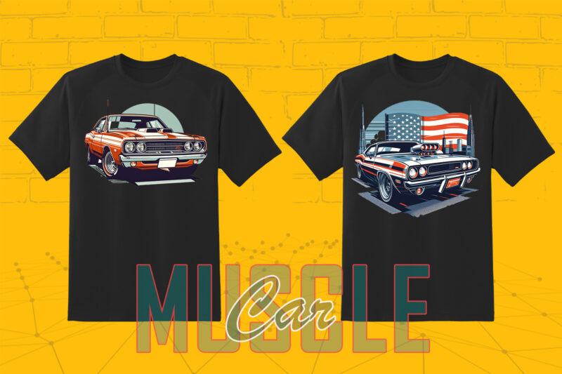 Trendy American Muscle Car t-shirt design Mega bundle with 100 png designs – download instantly American Muscle Car T-shirt