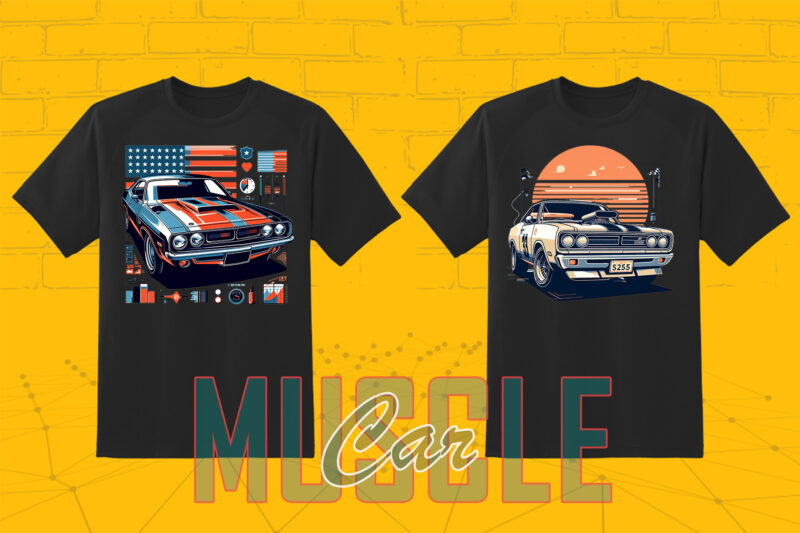 Trendy American Muscle Car t-shirt design Mega bundle with 100 png designs – download instantly American Muscle Car T-shirt