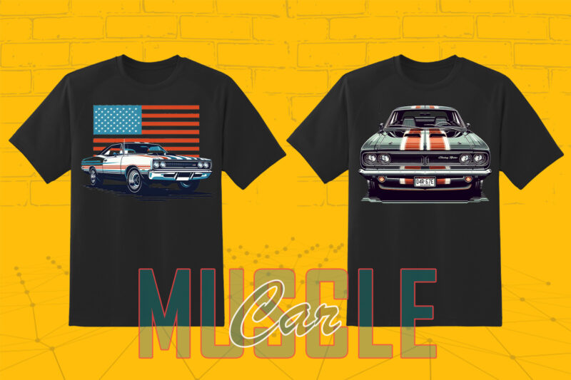 Trendy American Muscle Car t-shirt design Mega bundle with 100 png designs – download instantly American Muscle Car T-shirt