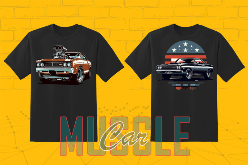 Trendy American Muscle Car t-shirt design Mega bundle with 100 png designs – download instantly American Muscle Car T-shirt