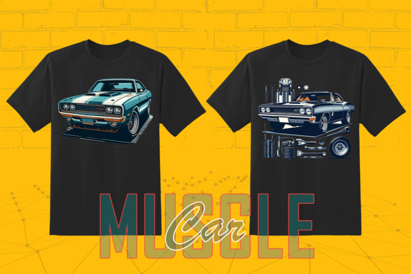 Trendy American Muscle Car t-shirt design Mega bundle with 100 png designs – download instantly American Muscle Car T-shirt