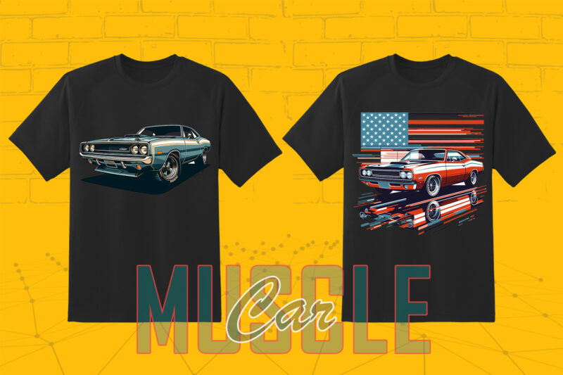 Trendy American Muscle Car t-shirt design Mega bundle with 100 png designs – download instantly American Muscle Car T-shirt