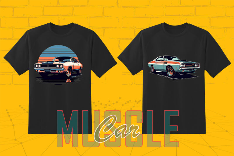 Trendy American Muscle Car t-shirt design Mega bundle with 100 png designs – download instantly American Muscle Car T-shirt