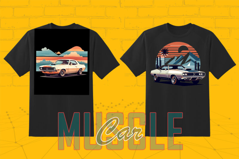 Trendy American Muscle Car t-shirt design Mega bundle with 100 png designs – download instantly American Muscle Car T-shirt