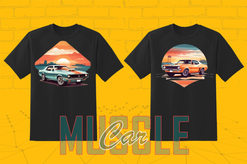 Trendy American Muscle Car t-shirt design Mega bundle with 100 png designs – download instantly American Muscle Car T-shirt