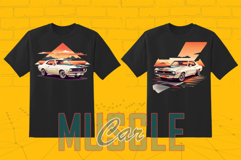 Trendy American Muscle Car t-shirt design Mega bundle with 100 png designs – download instantly American Muscle Car T-shirt