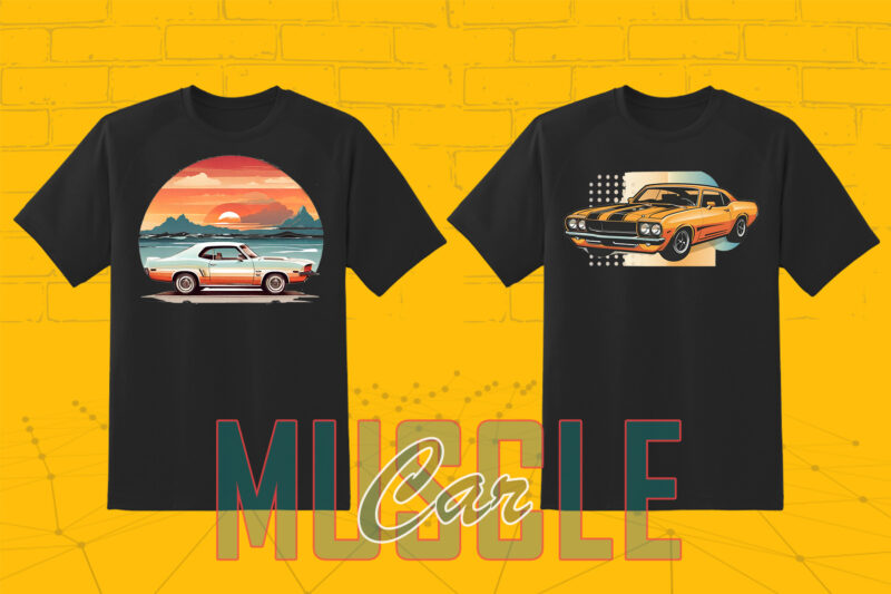 Trendy American Muscle Car t-shirt design Mega bundle with 100 png designs – download instantly American Muscle Car T-shirt