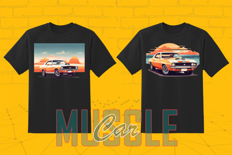 Trendy American Muscle Car t-shirt design Mega bundle with 100 png designs – download instantly American Muscle Car T-shirt