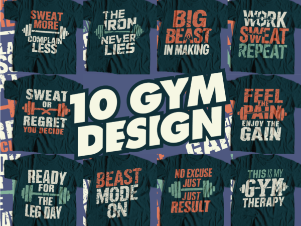 Gym t-shirt design bundle trendy 2024 design