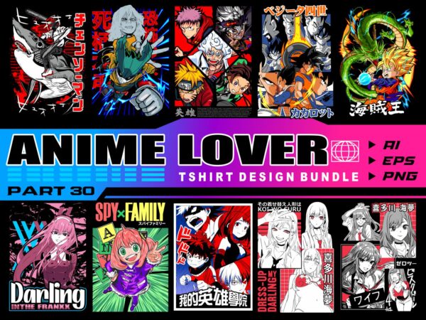 Populer anime lover part 30 tshirt design bundle illustration