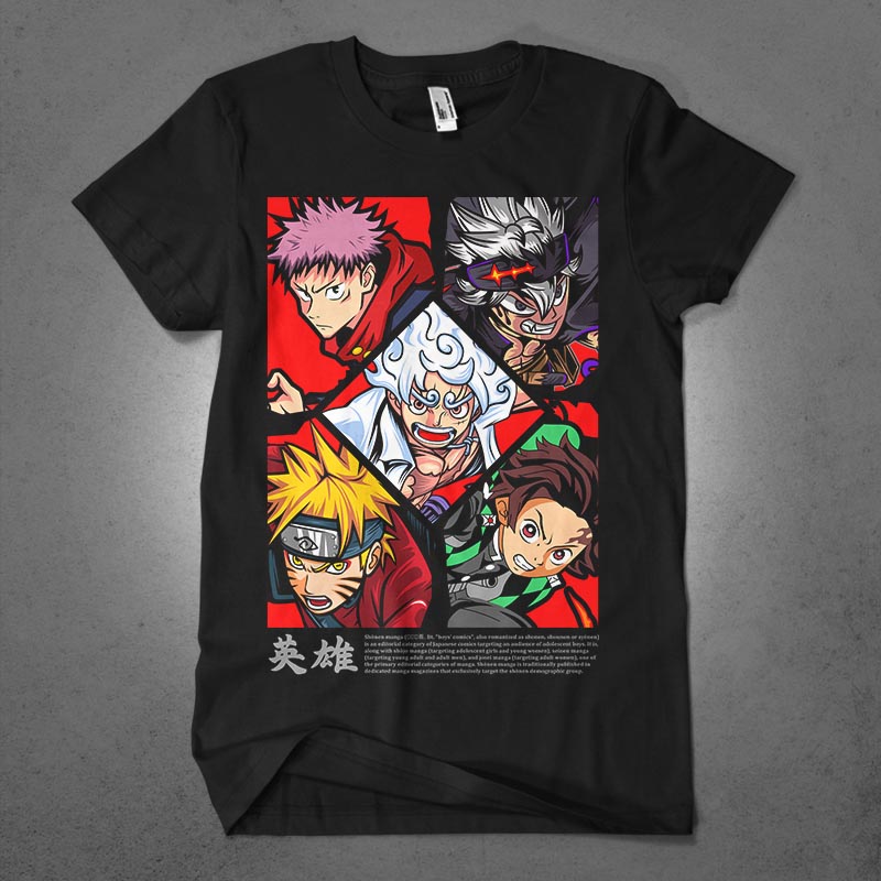 Populer anime lover part 30 tshirt design bundle illustration