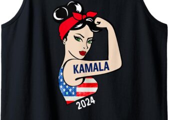 kamala harris 2024 President women funny America flag vote Tank Top