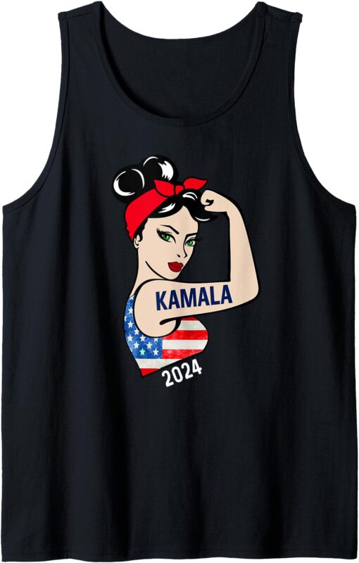 kamala harris 2024 President women funny America flag vote Tank Top