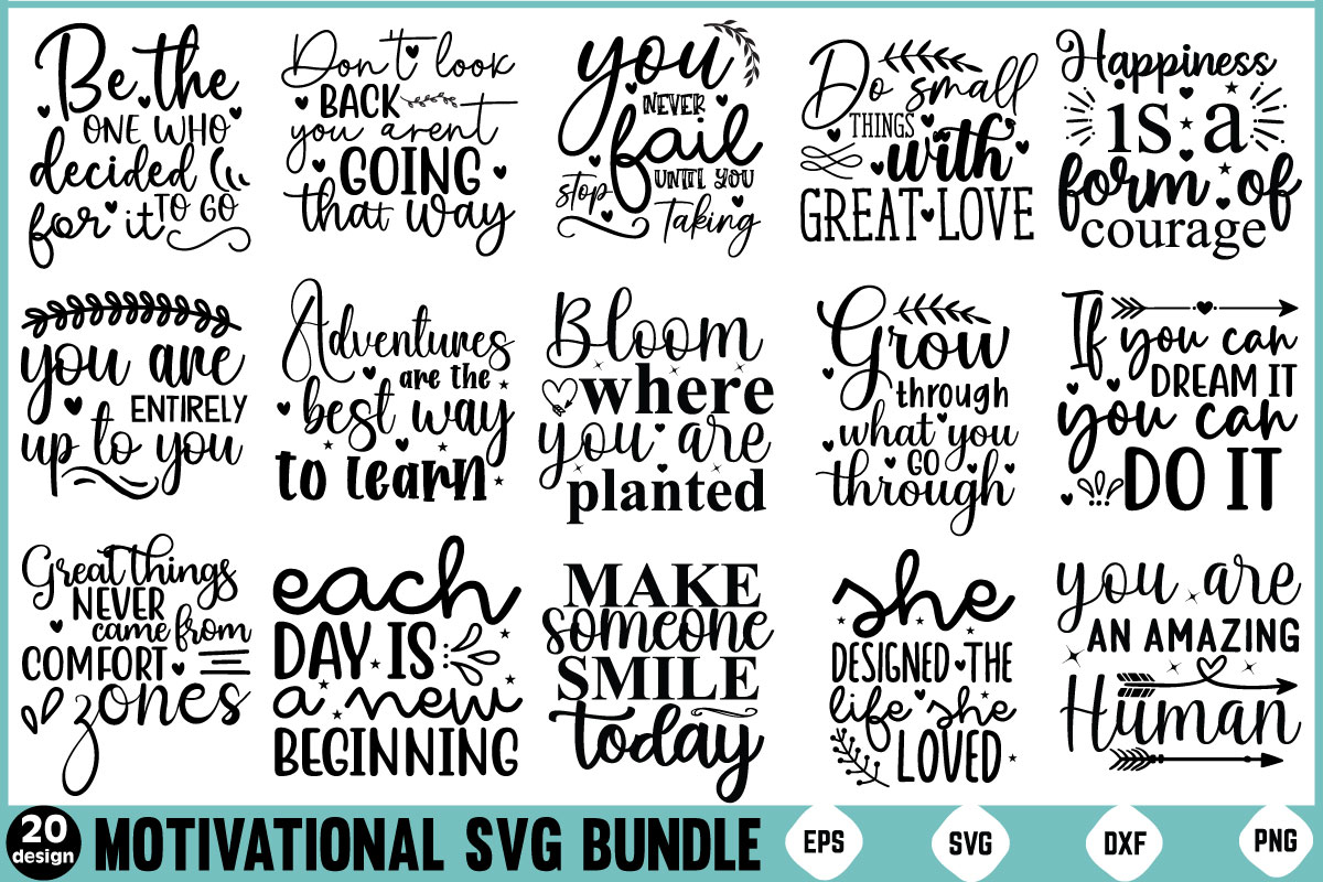 Motivational SVG Bundle Positive Quotes Bundle Motivational Quotes Svg ...