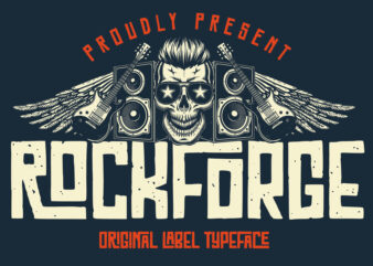 Rockforge Font and 6 t-shirts BUNDLE