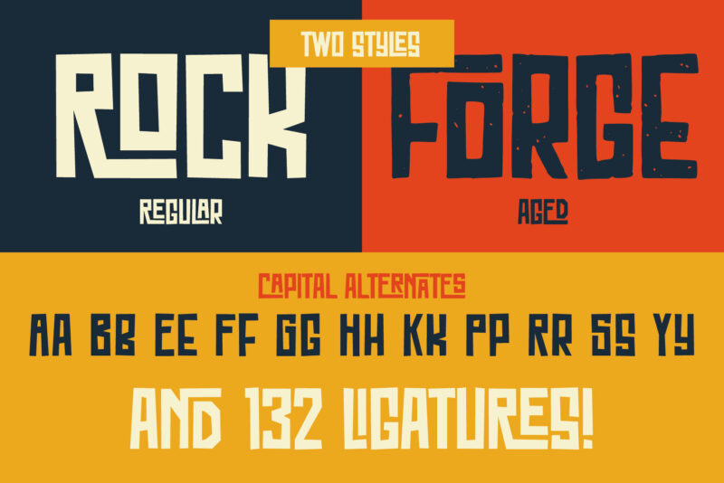 Rockforge Font and 6 t-shirts BUNDLE