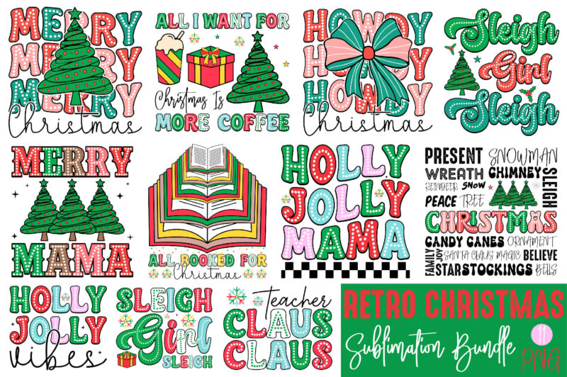 Retro Christmas Sublimation Bundle