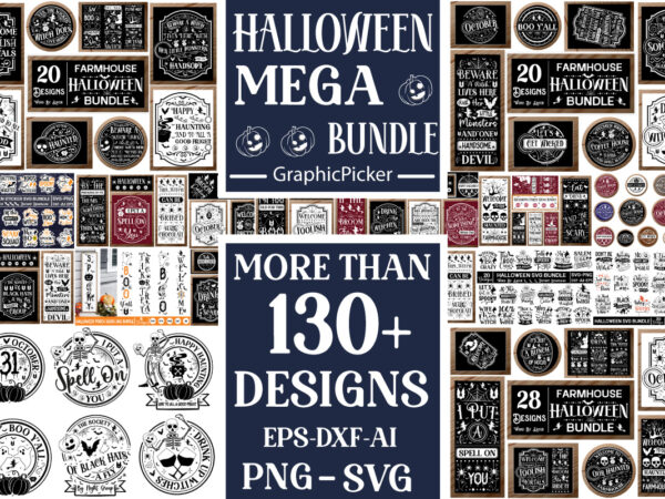 Farmhouse halloween mega bundle, halloween big bundle, halloween gift idea svg, halloween mega bundle, halloween clipart, halloween cut file t shirt graphic design